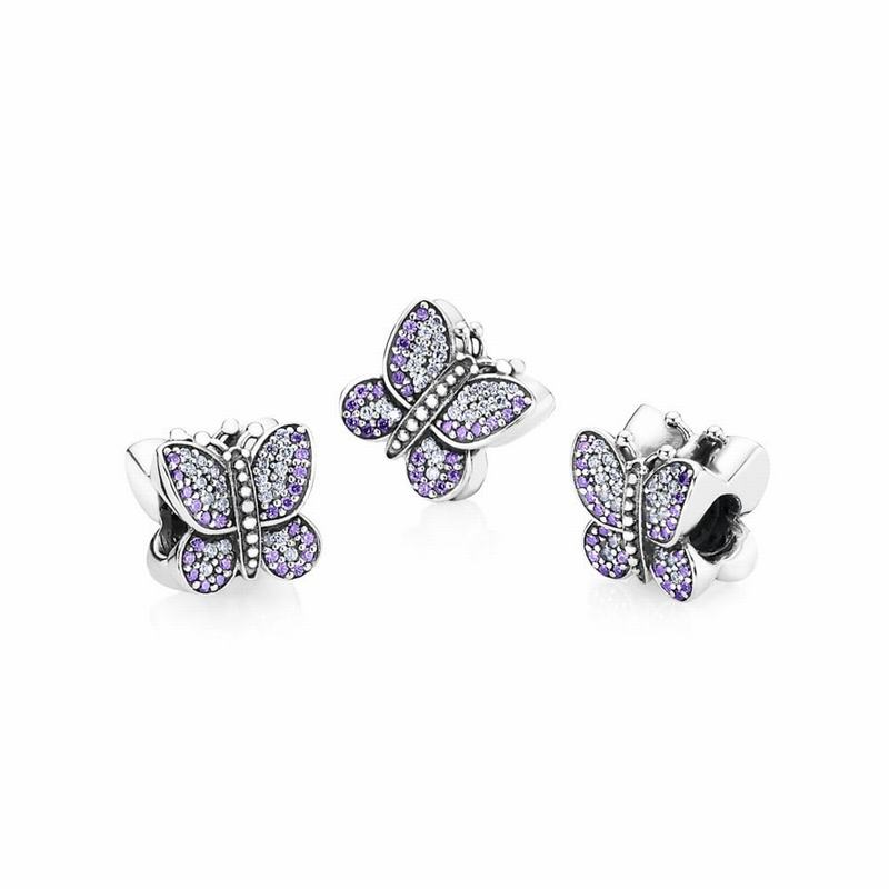 Talismane Pandora Sparkling Butterfly Argint/Violet (0GDfj1pW)